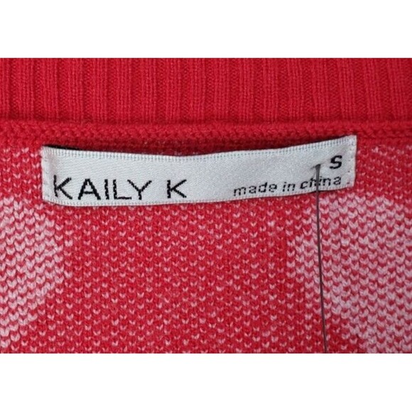 Kaily K Women Sweater Small Red Printed Viscose Blend Long Sleeve Vneck Cardigan - Picture 15 of 16